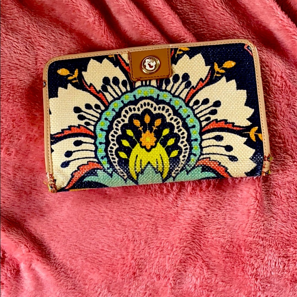 Spartina linen & leather wallet